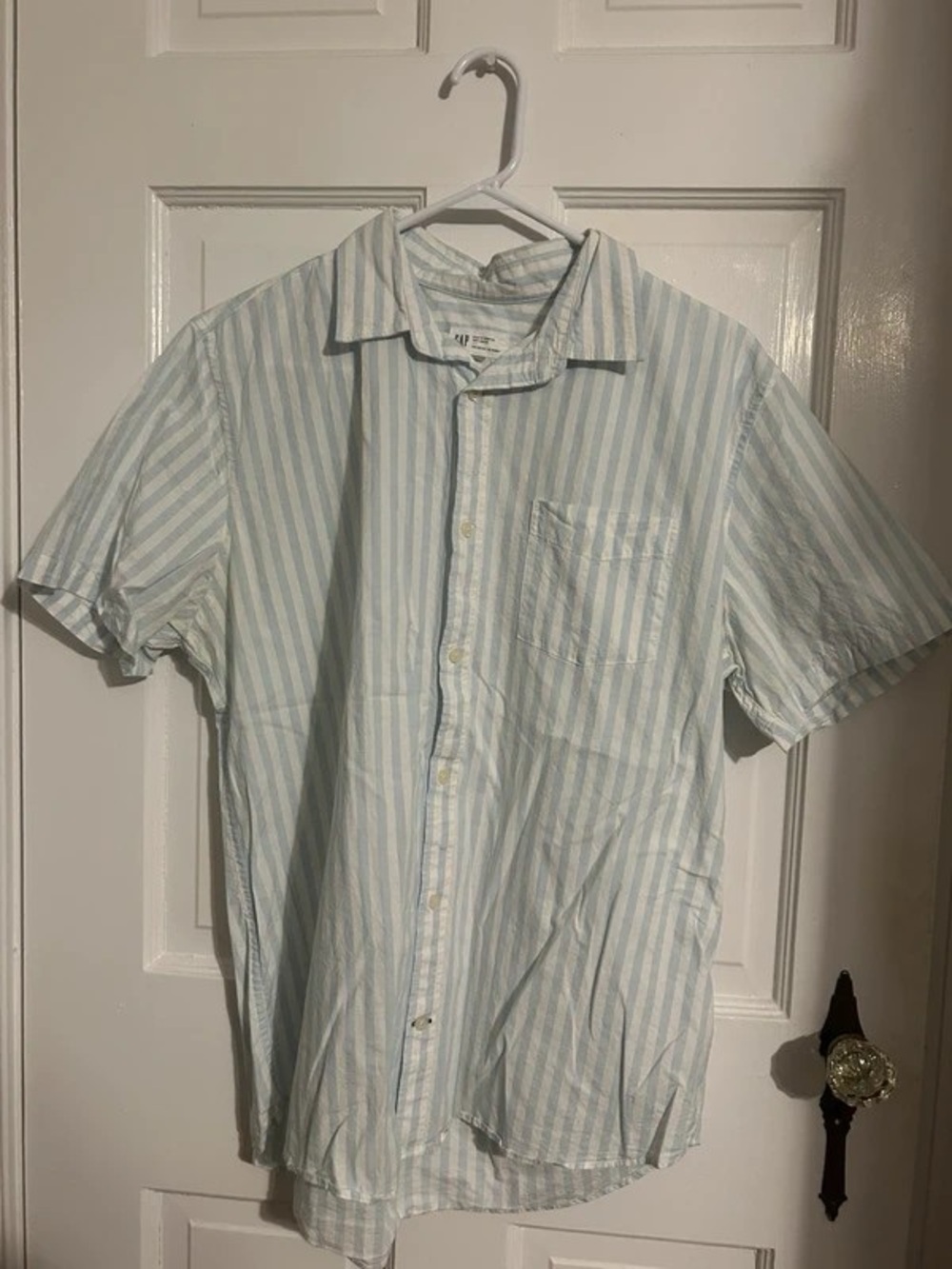 Light Blue & White Striped Short-Sleeve Shirt